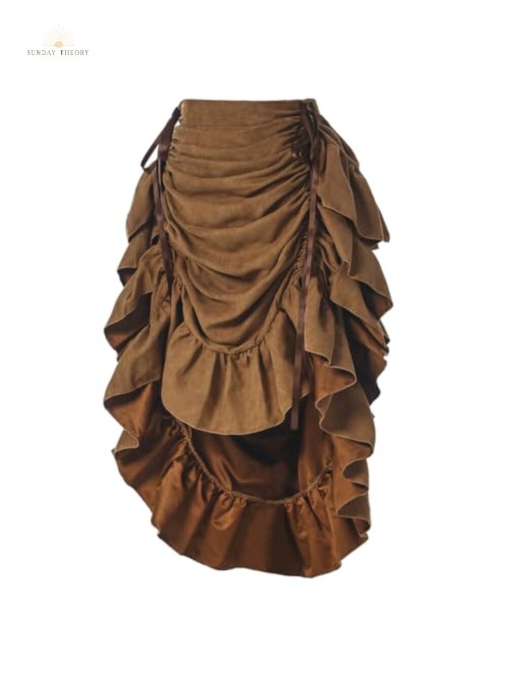 Victorian Steampunk Asymmetric High Low Ruffle Skirt Pirate Costume